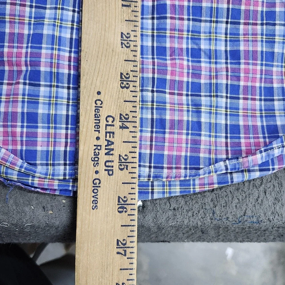 Ralph Lauren Shirt Boys Large 16/18 Blue Pink Plaid Button Down Long Sleeve Pony